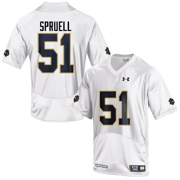 Men #51 Devyn Spruell Notre Dame Fighting Irish College Football Jerseys-White